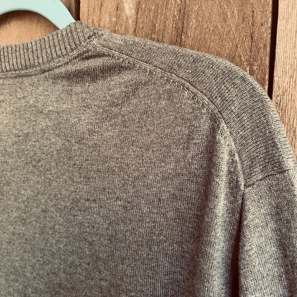 Eddie Bauer Sweater Mens TXL Olive Brown Cotton Merino Blend Fine Knit V-neck - Picture 11 of 14